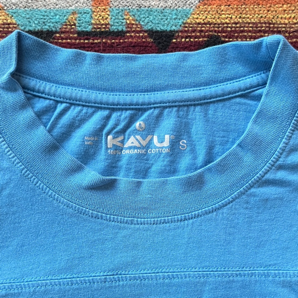 Kavu Organic Cotton Boxy Blue Tee -sz S - Picture 2 of 5